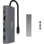 Tooq TQE-2241G Caja Externa y Hub 6 en 1 para SSD M.2 Gris
